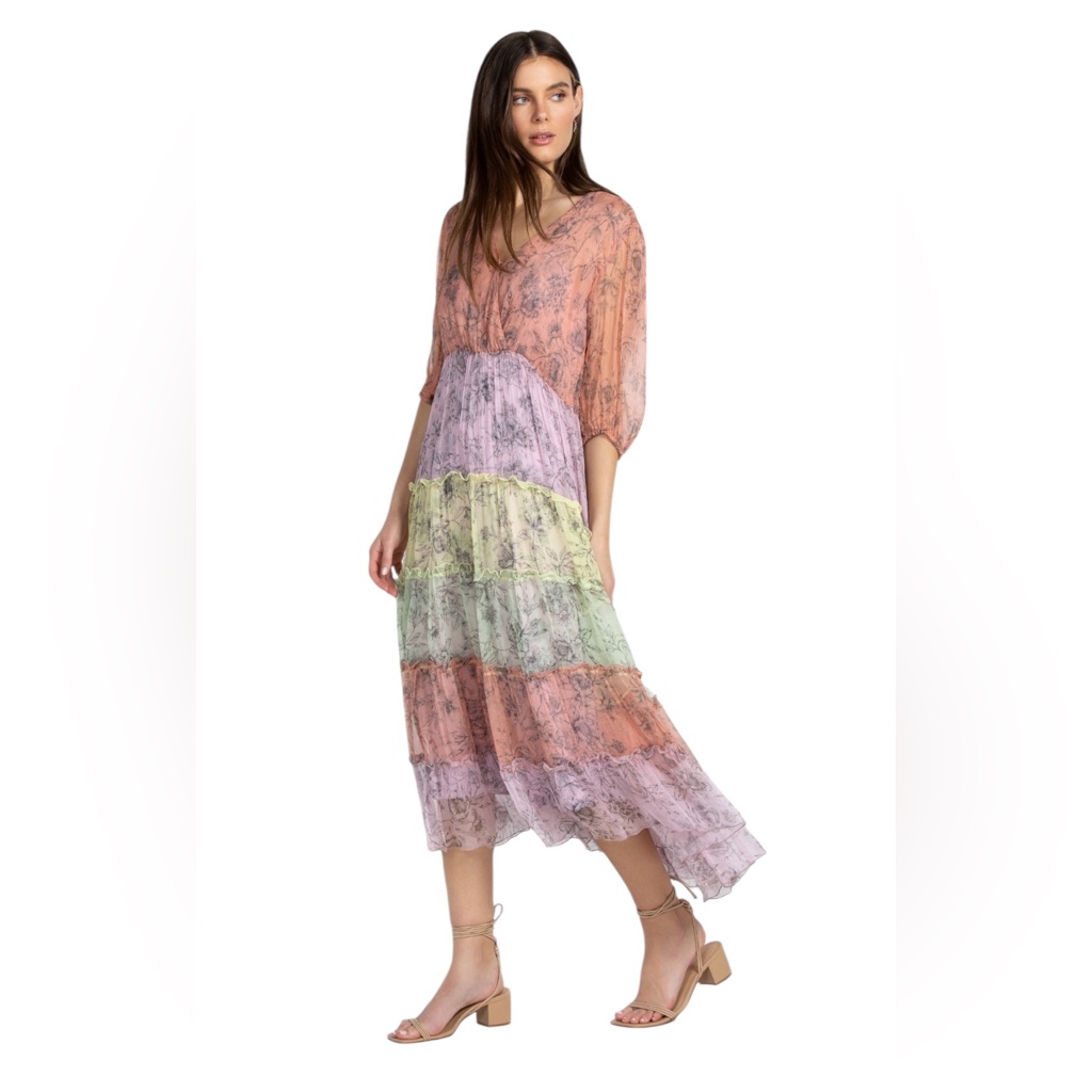 Johnny Was ‘Liza’ 100% Silk Midi Dress